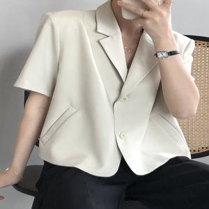 Zoki 여성용 우아한 캐주얼 블레이저, 반팔 루즈 S-3Xl 세트 코트, 한국 여름 패션, 단색, 스위트, 심플 블레이저, 신상