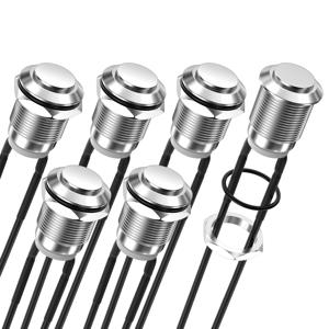 DaierTek 6PCS 12mm 순간 푸시 버튼 스위치 12V 금속 방수 푸시 버튼 스위치 실버 평상시 열림 (ON) 끄기 2 핀 SPST