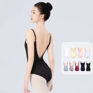 여성 발레 레오타드 조절 가능한 스트랩 발레 바디 수트 소녀 성인 댄스 캐미솔 탄력있는 체조 레오타드 (전체 안감 포함)