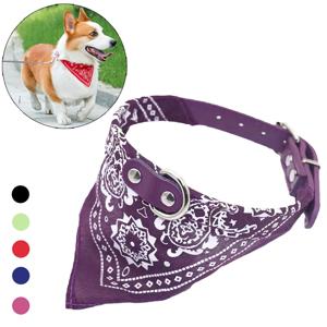 작은 중형 개를위한 스카프가있는 PU 고양이 개 목걸이 Chihuahua Corgi 강아지 조절 가능한 목걸이 애완 동물 용품 accesorios para perros