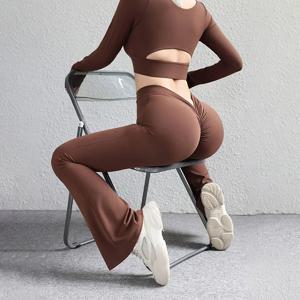 TRY TO BN 체육관 플레어 레깅스 백 허리 V 레깅스 스크런치 요가 의류 피트니스 운동 바지 스타킹 여성 스포츠 바지 섹시한