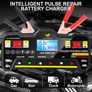24V/12V 220W 자동차 배터리 충전기 트럭 배터리 유지관리 지능형 펄스 수리 납산 배터리 저장 셀 충전기