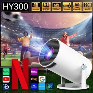2026년형 HY300 프로젝터, WiFi6 및 BT5.0 탑재, 휴대용 비머 1080P/4K 지원, 자동 키스톤 보정 스마트 프로젝터