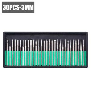 30Pcs 다이아몬드 버 세트 2.35/3mm 샹크 로터리 도구 액세서리 드레멜 전기 그라인더 연마 드릴 비트(보관 상자 포함)
