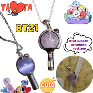 새로운 BT21 목걸이, 독창적이고 고급스러운 디자인의 2D 주변기기, 심플하고 다용도로 활용 가능한 남녀공용 쇄골 체인