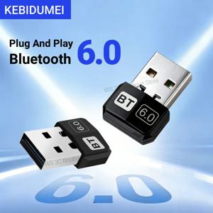 KEBIDUMEI USB 블루투스 6.0 어댑터 블루투스 5.4 동글 PC용 Win 11/10/8.1 키보드/마우스용 블루투스 수신기 및 송신기