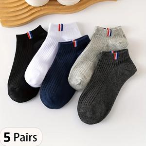5켤레 남성용 노쇼 양말 로우컷 발목 양말 통기성 얇은 여름 캐주얼 땀 흡수 무지 반양말
