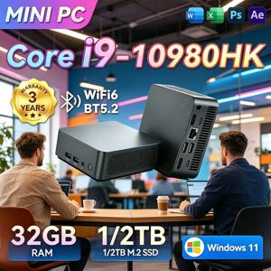 노트북 유럽 특가 미니 PC 인텔 코어 i9 8950HK 강력한 성능 2TB SSD WiFi6 휴대용 포켓 오피스 게이밍 미니 호스트