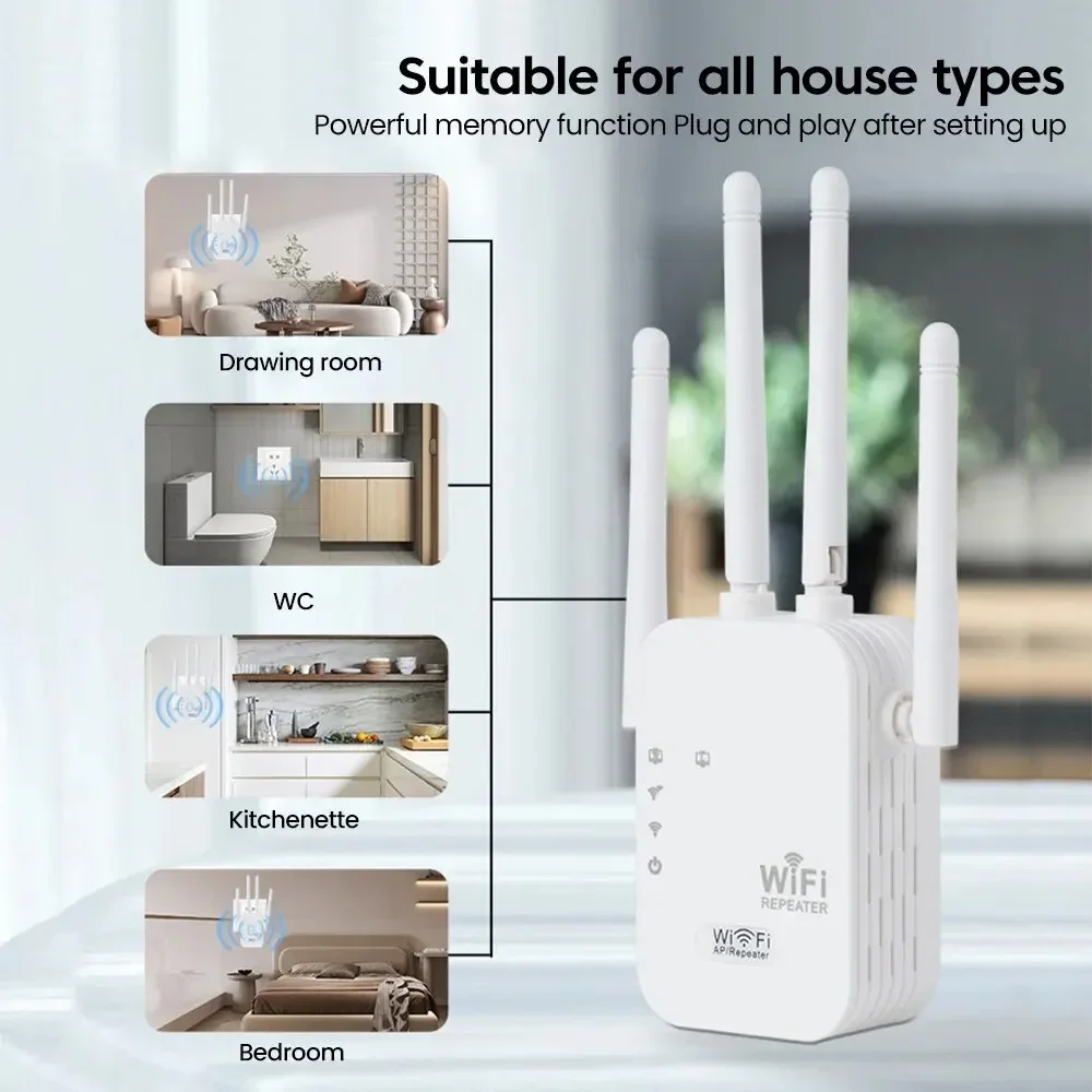 WALRAM 300M 무선 WiFi 리피터 WiFi 익스텐더 장거리 무선 WIFI 신호 부스터 무선 네트워크 인터넷 리피터 EU
