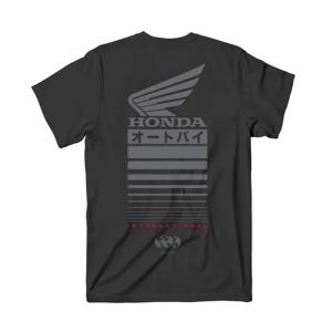 레트로 오토바이 시리즈의 레이싱 맨 티셔츠는 루즈한 넥이 있는 반팔 힙합 탑 Honda Non-wing Tee를 특징으로 합니다.