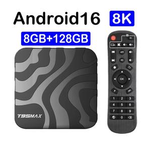 T95 Max 8GB 128GB 스마트 TV 박스 안드로이드 16 구글 어시스턴트 블루투스 6.0 듀얼 와이파이 5G 와이파이6 8K 울트라 4K 스트리밍 미디어 플레이어