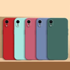 아이폰 XR X Xs Max용 오리지널 액상 실리콘 케이스, 충격 방지 TPU 실리콘 보호 폰 백 커버