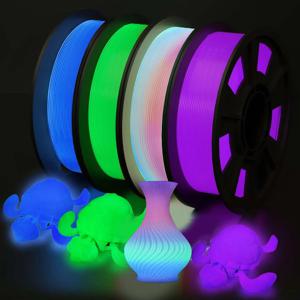 야광 필라멘트 멀티컬러, 녹색, 파란색, 보라색 및 레인보우, PLA 필라멘트 1.75mm, 3D 프린터 필라멘트 번들