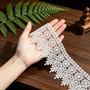 화이트 빈티지 플로럴 레이스 트림, 폭 3.14인치, 웨딩드레스, DIY 바느질, 헤어 액세서리, 커튼, 홈 데코용