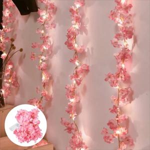 2M 20LED 벚꽃 스트링 조명 인공 꽃 덩굴 화환 요정 조명 침실 웨딩 파티 휴일 홈 장식