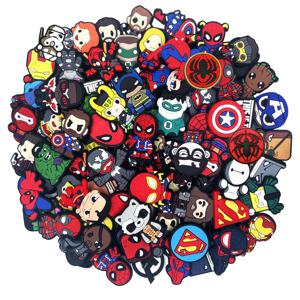 랜덤 10-50개 마블 시리즈 신발 참 장식품, 키체인, 샌들, 비치백용, DIY 신발 장식 액세서리, 신발 핀