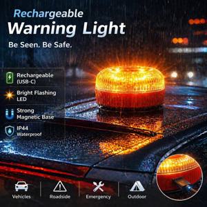 V16 스페인 깜박이는 LED 비상등 USB 충전식 자기 유도 자동 스트로브 깜박이는 경고등 도움 플래시 안전