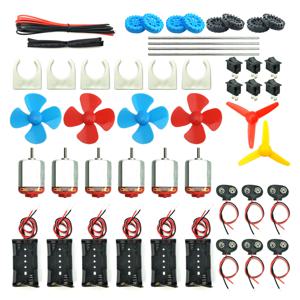 6 세트 DC 모터 키트, 미니 전기 취미 모터 3V -12V 25000 RPM 샤프트 프로펠러가 있는 강력한 자기, 2 x AA 배터리 홀더, 9V