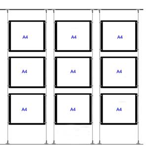 Mruiks A4 단면 벽-벽 서스펜션 부동산 에이전트 LED 디스플레이, LED 창 속성 디스플레이, 9 유닛/칼럼