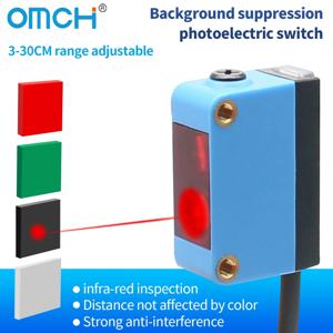 OMCH 배경 억제 광전 센서 스위치 HG-30B 조정 가능한 거리 3-30cm PNP NPN 4선
