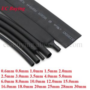 1미터 열수축 튜브 1M 0.6-30mm 1mm 1.5mm 2mm 2.5mm 3mm 3.5mm 4mm 5mm 6mm 2:1 검정색 열수축 튜빙 슬리빙 와이어 랩