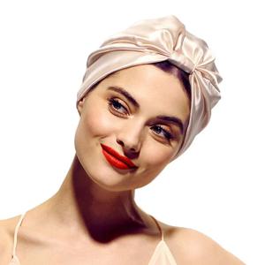 머리 여성을위한 패션 이슬람 실크 터번 랩 헤드 캡 레이디 슬리핑 모자 여성 탈모 Chemo 인도 모자 새틴 Turbante Mujer