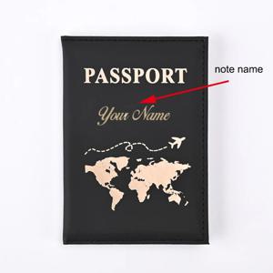 지도 여권 커버 맞춤 이름 여권 소지자 여권용 여행 지갑 커버 금 글자 Passeport Personnalisé
