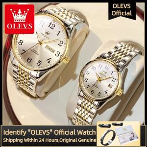 OLEVS 6666 럭셔리 브랜드 자동 기계식 커플 시계, 방수 스테인레스 스틸, 연인 기념일 선물, 자신의 시계 세트