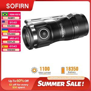SOFIRN SC13 전술 손전등 1300lm 충전식18350 6000K 블랙 그린 키체인 519A/SST40 LED 비상용 미니 토치