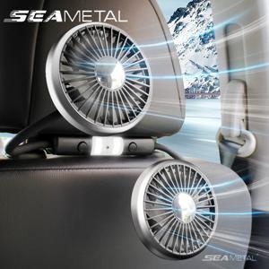 SEAMETAL 자동차 USB 팬 듀얼 헤드 냉각 공기 팬 독립 스위치 3 속도 360 학위 조정 가능한 자동 머리 받침 팬 뒷좌석