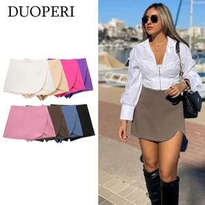 DUOPERI 여성 패션 일반 비대칭 스커트 스타일 반바지 여성 세련된 우아한 스위트 레이디 캐주얼 짧은 Skorts Culottes
