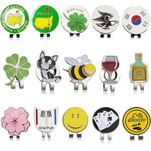 15 종류의 다른 디자인 골프 마커 W 골프 모자 클립 클램프 골프 공 마크 동물 와인 컵 플래그