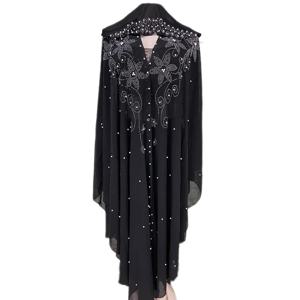 2024 이슬람 Kaftan Abaya 드레스 Hijab 드레스 기모노 여성 두바이 쉬폰 후드 드레스 이슬람 의류 Abaya 두바이