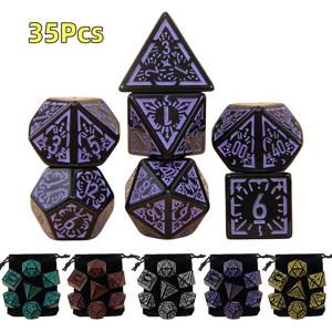 35/21/7Pcs DND 주사위 세트 멀티 사이드 다면체 D4 D6 D8 D10 D12 D20 역할 놀이 보드 테이블 게임 수학 탁상용 RPG 용 주사위