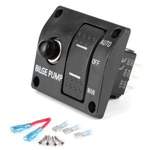빌지 펌프 스위치 패널, 수동 자동 꺼짐, LED 표시기 내장, 15A 회로 차단기, 3 웨이, 12V, 24V