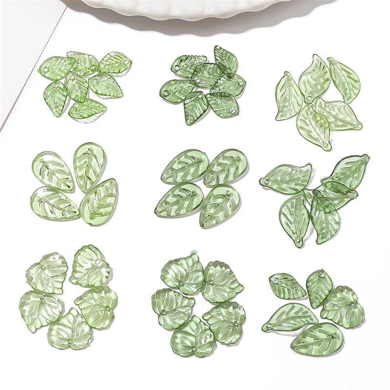 10/50Pcs 아크릴 미니 나무 잎 구슬 독특한 느슨한 구슬 수제 DIY 만들기 보석 귀걸이 목걸이 액세서리 재료