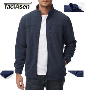 TACVASEN 남성용 열 따뜻한 플리스 자켓 스탠드 칼라 풀 지퍼 윈드 브레이커 다중 포켓 겉옷 작업 하이킹 코트