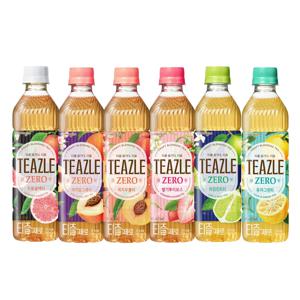 웅진 티즐 제로 유자그린티 500ml 20개 외 4종 피치우롱티/자몽블랙티/라임민트티/피치얼그레이