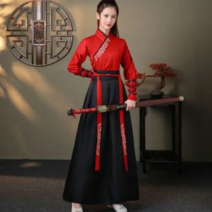 여성 현대 Hanfu 커플 탑 스커트 2 조각 세트 코스프레 드레스 여성 전통 중국 의류 정장 의상 성인 남성 Hanfu