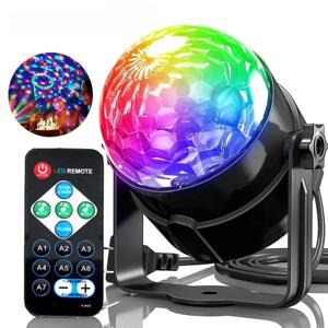 크리스마스 LED 무대 디스코 빛 회전 DJ 공 스트로브 원격 사운드 제어 매직 댄스 자동차 선물 파티 클럽 RGB 쇼 램프