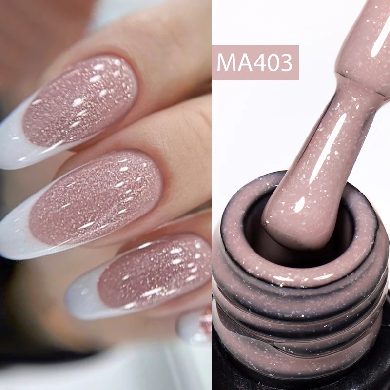 MEET ACROSS 7ml 고무 베이스 젤 글리터 누드 핑크 화이트 2 In 1 젤 매니큐어 네일 아트 바니시 For Nails Winter Autumn Manicure