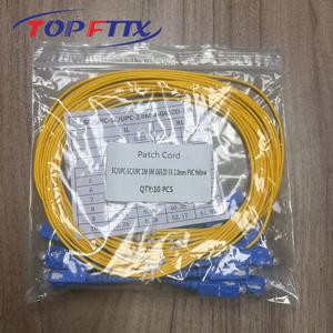 10 PCS 1/2 미터 길이 SC/APC UPC 광섬유 패치 코드 단일 모드 OS2 단순 2.0mm 노란색 PVC 재킷 포함