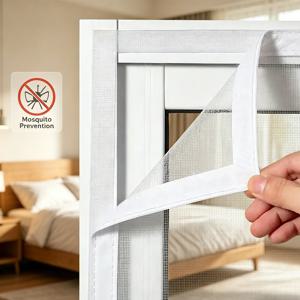 회색 맞춤형 사이즈 자가 접착 방충망 여름 벌레 차단 재사용 가능 도어/창문망 가정 안전 모기장 커버