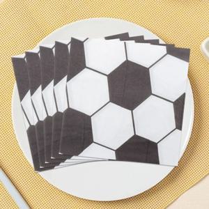 20pcs 33cm 2 레이어 축구 테마 파티 냅킨 흑백 축구 인쇄 장식 냅킨 일회용 식사 패드