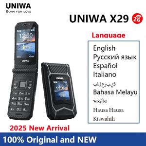 UNIWA X29 GSM 플립폰 2.8인치 듀얼 스크린 듀얼 SIM 큰 글꼴 큰 버튼 노인용 2000mAh 무선 라디오 러시아어 키보드