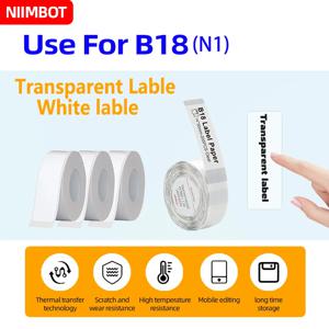 Niimbot B18/N1 탄소 테이프 Pape 투명/흰색/라벨 스티커, 슈퍼마켓 상품 코딩 기계 인쇄 용지