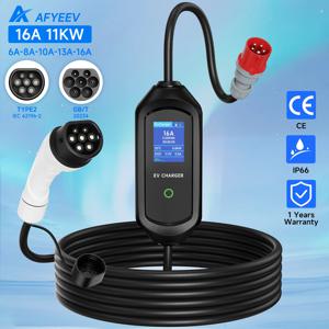 AFYEEV 11KW 16A EV 충전기 타입2 IEC62196-2 EVSE 충전 박스 전기차 충전기 CEE 플러그 GB/T 전기차 충전기