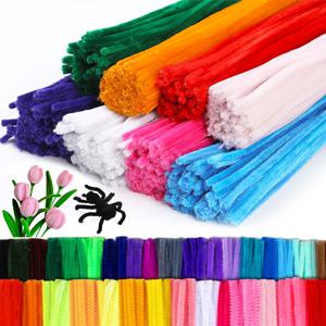 100개 30cm 컬러풀한 셔닐 스템 트위스트 로드 철사 DIY 수공예 울 루트 플러피 바 트위스팅 데코 파이프 클리너 플러시