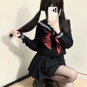 플러스 사이즈 세일러복 세트 반팔 긴팔 대학생 스타일 뚱뚱한 여성용 JK 유니폼 캐주얼 스타일 사계절용 폴리에스터 원단