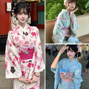 여름 새로운 사쿠라 기모노 목욕 가운 사진 촬영 의상 소녀 사진 촬영 전통 일본 의류 벚꽃 축제